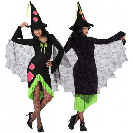 deguisement sorcière morderne, tendance flashy et fluo -  costume femme - magie et sorcellerie