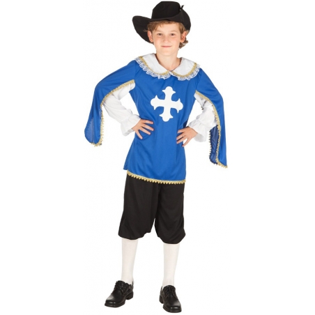 Costume de mousquetaire bleu pour garçon de 4 ans à 9 ans