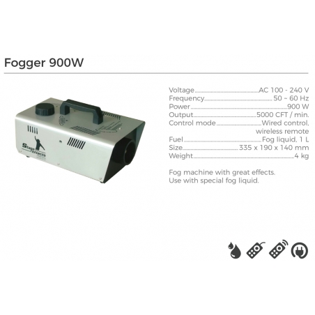 Caractéristiques techniques du fooger 900W - Machine à fumée