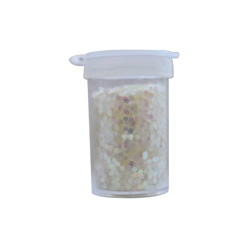 Pot de paillettes blanches holographiques à utiliser dans votre déco et vos créations