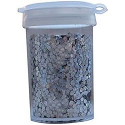 Pot de paillettes argentées holographiques à utiliser dans votre déco de table et vos créations DIY