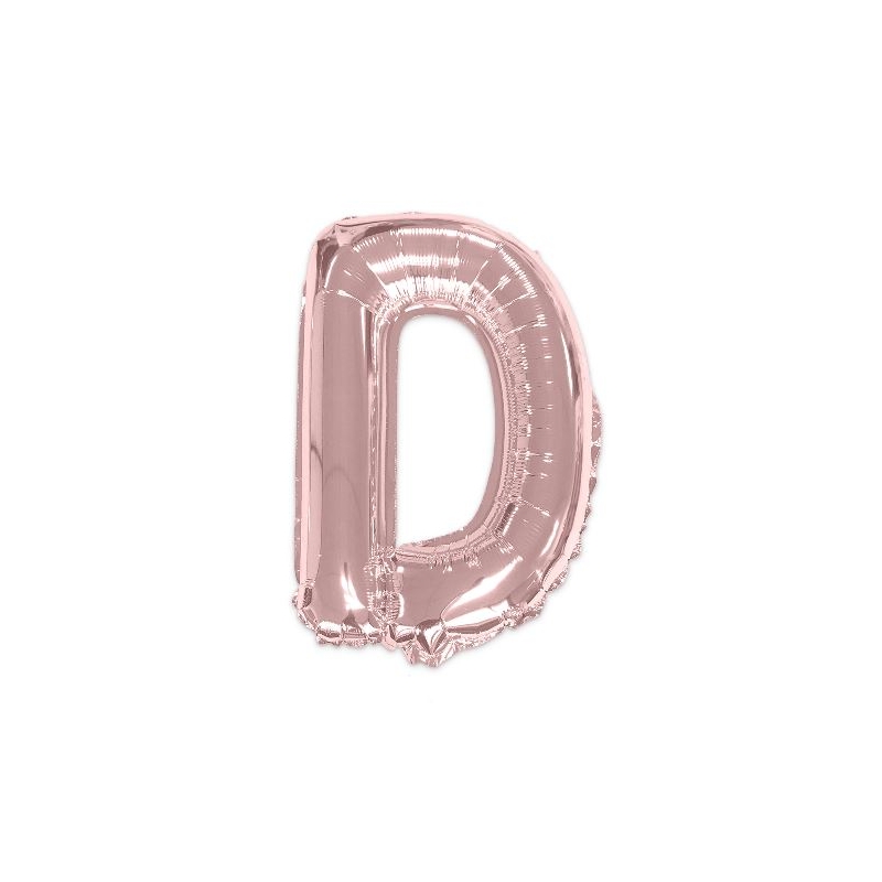 Ballon D rose gold de 35 cm livré avec une paille pour un gonflage à l'air