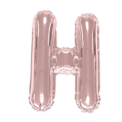 Ballon lettre H rose gold de 35 cm livré avec une paille pour un gonflage à l'air