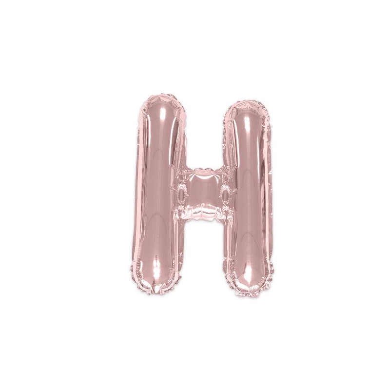 Ballon lettre H rose gold de 35 cm livré avec une paille pour un gonflage à l'air