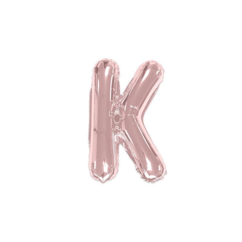 Ballon lettre K rose gold de 35 cm livré avec une paille pour un gonflage à l'air