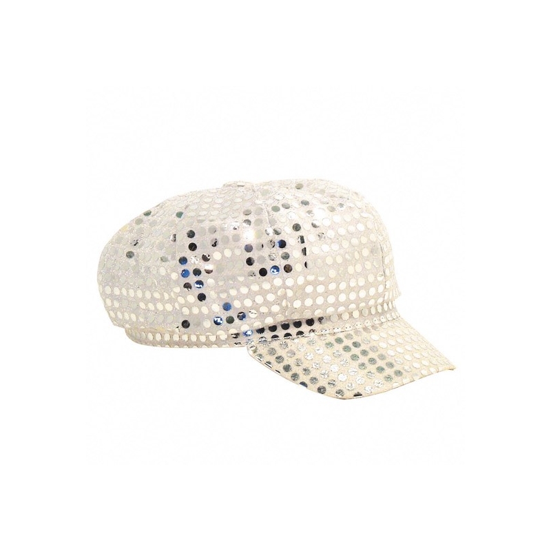 Casquette disco argent à paillettes