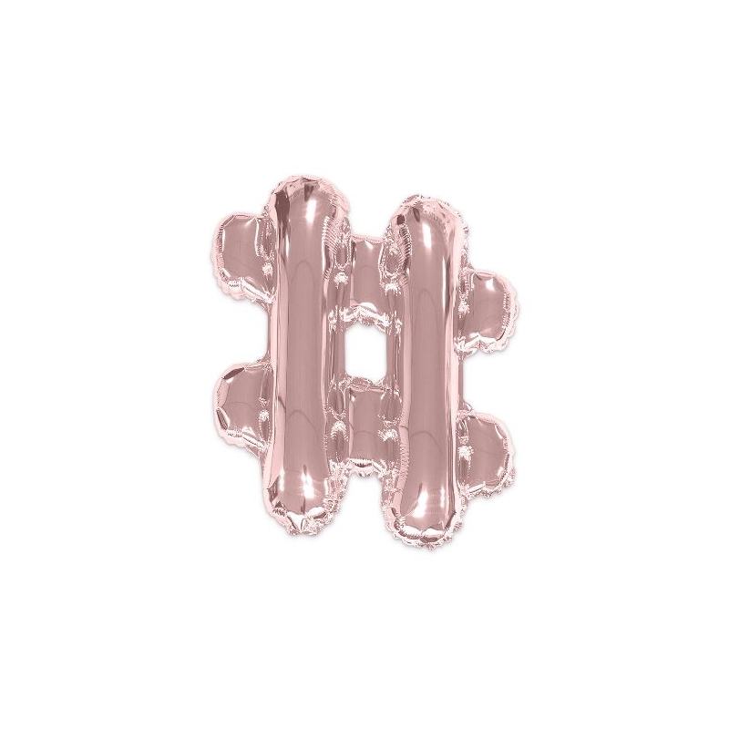 Ballon lettre # Hashtag rose gold de 35 cm (gonflage à l'air uniquement)