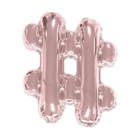 Ballon lettre # Hashtag rose gold de 35 cm (gonflage à l'air uniquement)