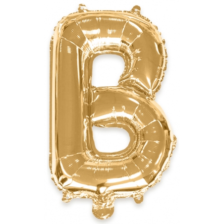 Ballon lettre B couleur doré - 35 cm livré avec une paille pour un gonflage à l'air