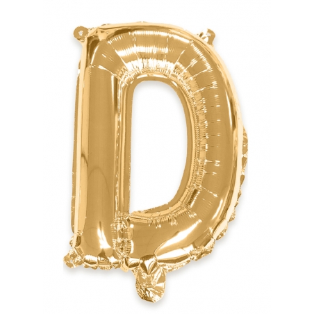 Ballon lettre D couleur doré - 35 cm livré avec une paille pour un gonflage à l'air