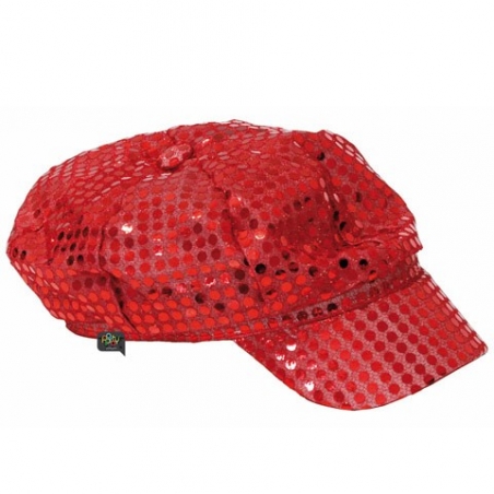 casquette disco à paillettes de couleur rouge pour femme