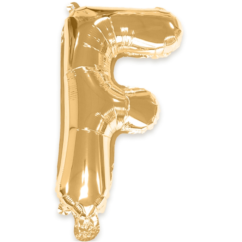 Ballon lettre F couleur doré - 35 cm livré avec une paille pour un gonflage à l'air