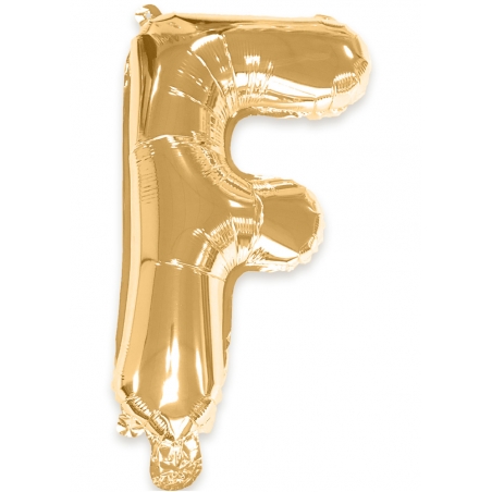 Ballon lettre F couleur doré - 35 cm livré avec une paille pour un gonflage à l'air
