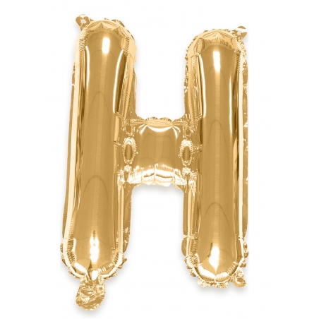 Ballon lettre H couleur doré - 35 cm livré avec une paille pour un gonflage à l'air