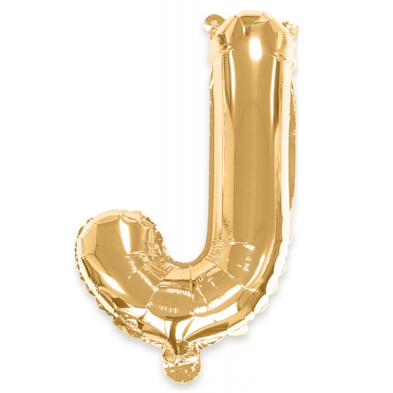 Ballon lettre J couleur doré - 35 cm livré avec une paille pour un gonflage à l'air
