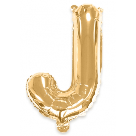 Ballon lettre J couleur doré - 35 cm livré avec une paille pour un gonflage à l'air