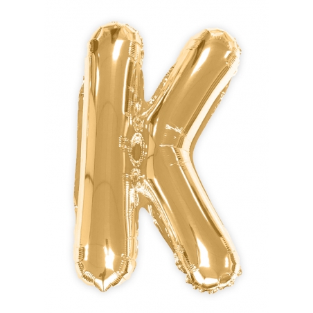 Ballon lettre K couleur doré - 35 cm livré avec une paille pour un gonflage à l'air