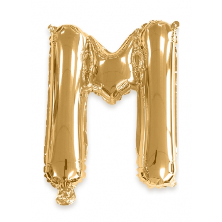 Ballon lettre M couleur doré - 35 cm livré avec une paille pour un gonflage à l'air
