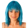Perruque disco bleu turquoise femme