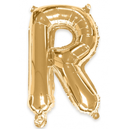 Ballon lettre R couleur or - 35 cm livré avec une paille pour un gonflage à l'air