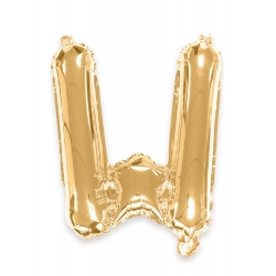 Ballon lettre W couleur or - 35 cm livré avec une paille pour un gonflage à l'air