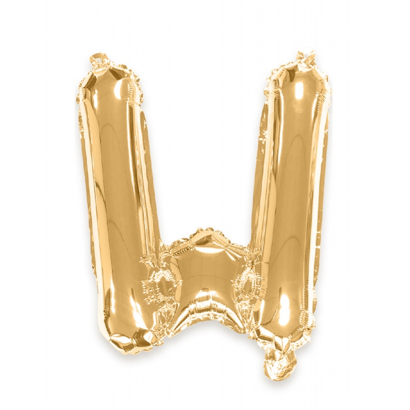 Ballon lettre W couleur or - 35 cm livré avec une paille pour un gonflage à l'air