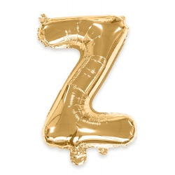 Ballon lettre Z couleur or - 35 cm livré avec une paille pour un gonflage à l'air