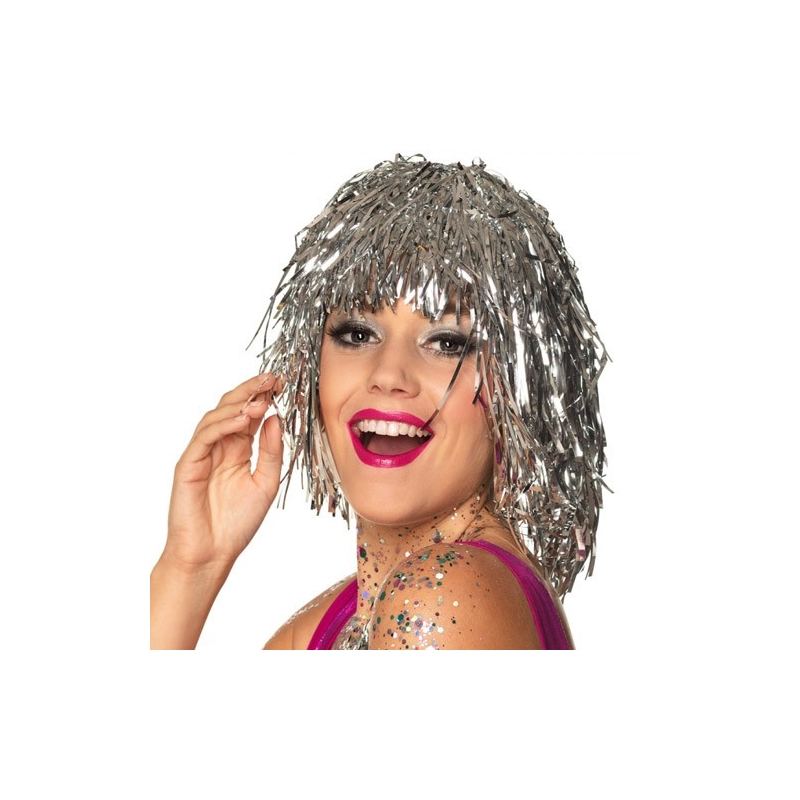Perruque disco argentée