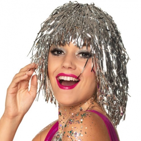 Perruque disco argentée
