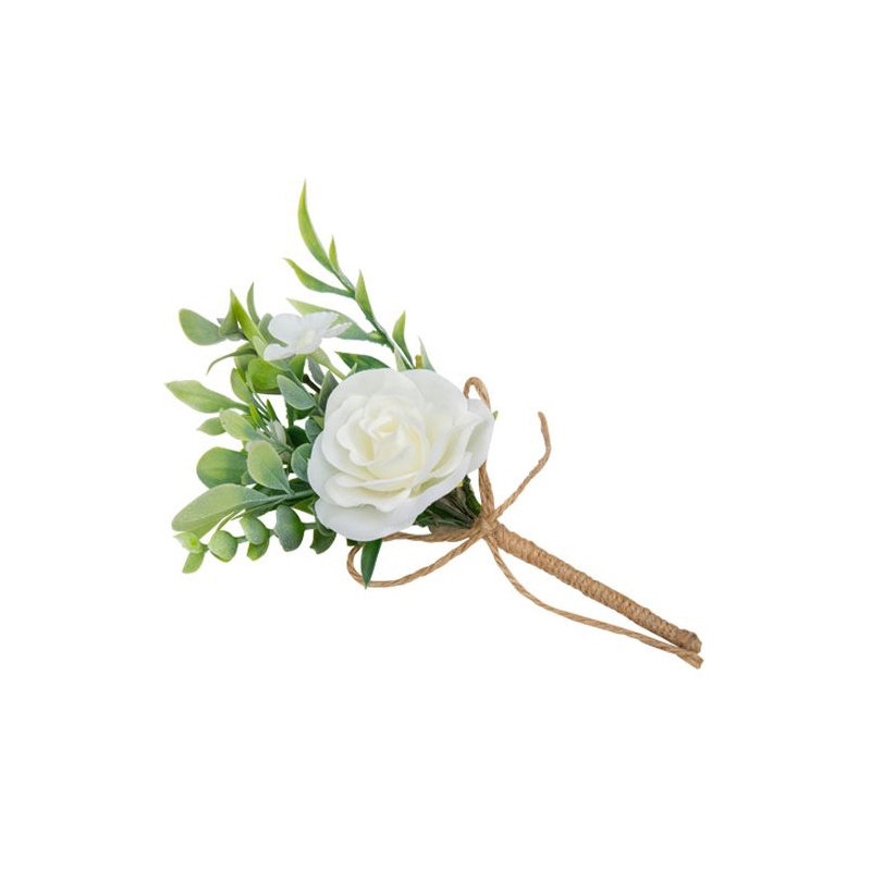 Bouquet rose blanche artificielle avec feuillage