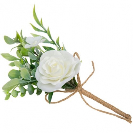 Bouquet rose blanche artificielle avec feuillage