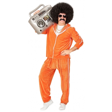 Jogging années 80 pour homme couleur orange avec pantalon et veste