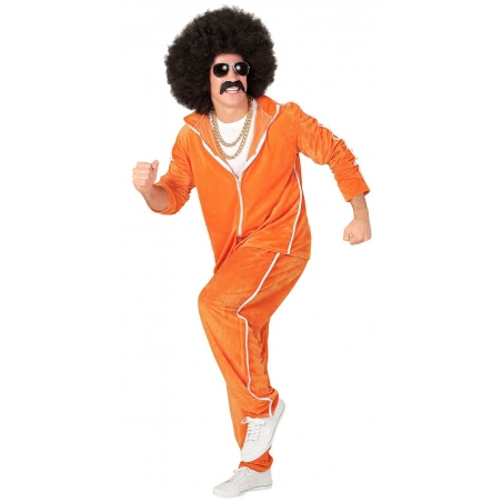 Jogging orange années 80 pour homme avec pantalon et veste