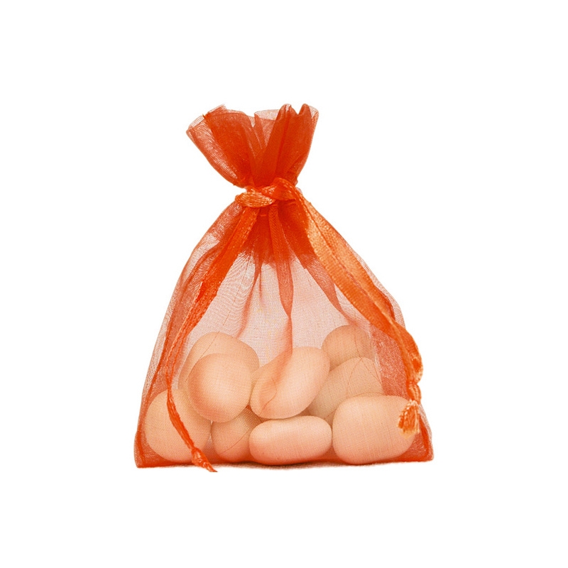 Contenants à dragées couleur orange, lot de 10 sachets en tissu organdi - Déco de Table