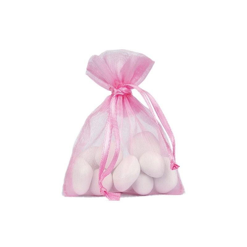 Contenants à dragées couleur rose, lot de 10 sachets en tissu organdi idéal pour votre Baby Shower