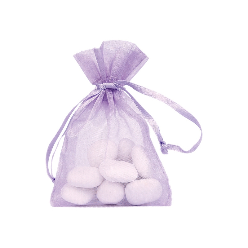 Contenants à dragées couleur parme, lot de 10 sachets en tissu organdi - Déco de Table