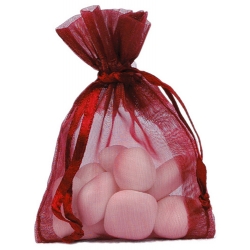 Contenants à dragées couleur bordeaux, lot de 10 sachets en tissu organdi - Déco de Table
