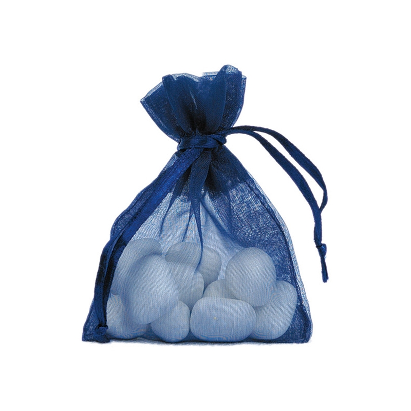Décoration de table - Contenants à dragées couleur bleu marine, lot de 10 sachets en tissu organdi