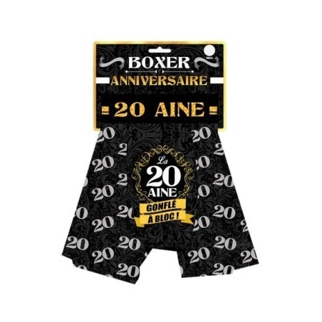 Boxer 20 aine idéal pour fêter son anniversaire avec humour