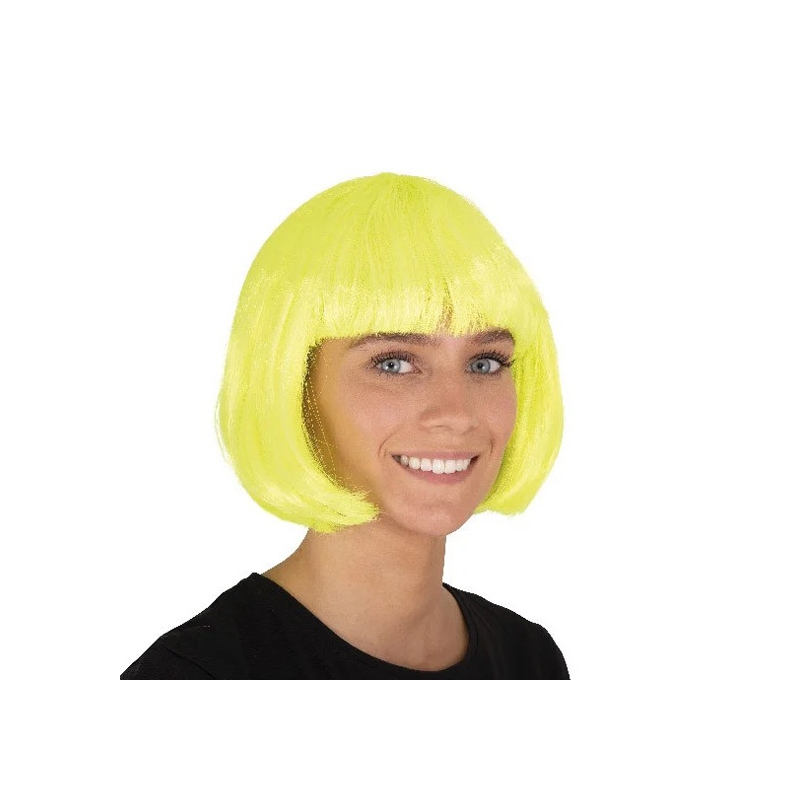 Perruque jaune fluo idéale pour vos soirées thème années 80 et fluo party