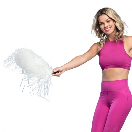 Pompon blanc, l'accessoire indispensable à un déguisement de Cheerleader Pompon blanc, l'accessoire indispensable à un déguisement de Cheerleader
