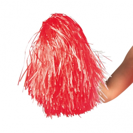 Pompon rouge avec manche de 10 cm idéal pour compléter une tenue de pompom girl Pompon rouge avec manche de 10 cm idéal pour compléter une tenue de pompom girl
