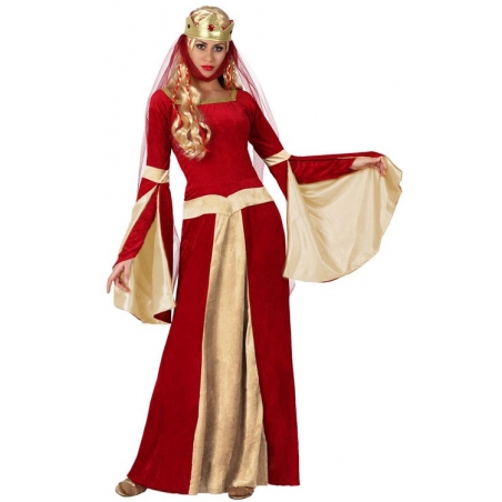 deguisement reine medievale rouge pour femme 