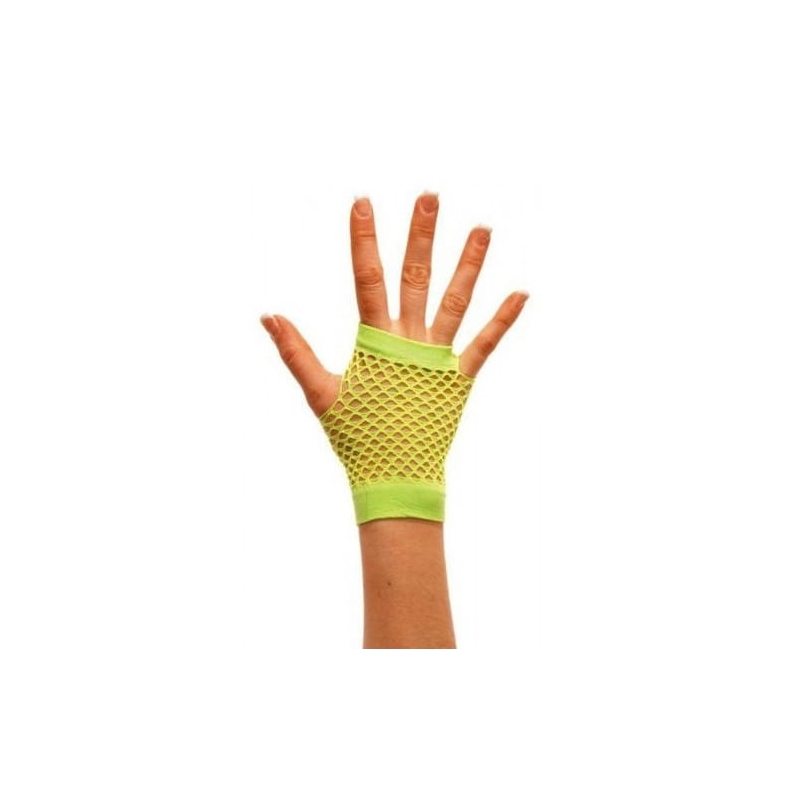 Mitaine vert fluo en résille pour femme