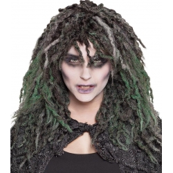 Perruque zombie femme grise et verte