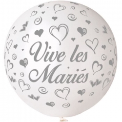 Ballon géant "Vive les mariés" d'environ 80 cm de diamètre