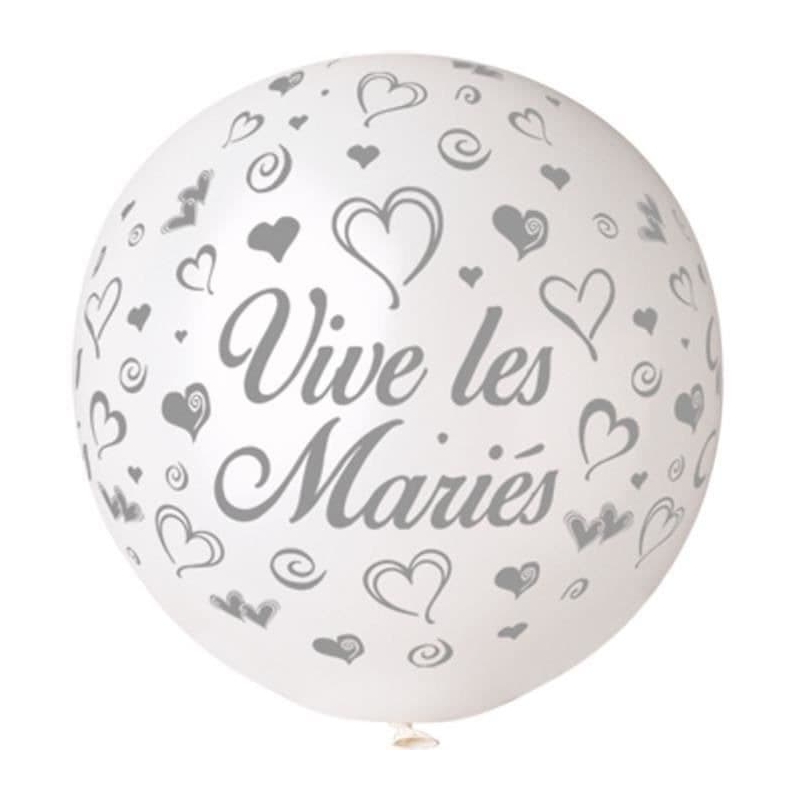 Ballon géant "Vive les mariés" d'environ 80 cm de diamètre