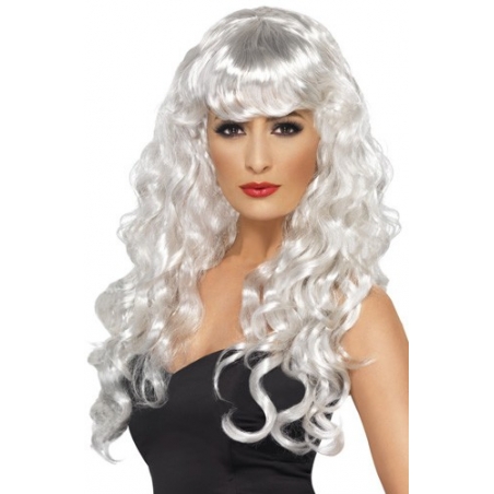 perruque blanche femme, effet ondulé - perruques sirène