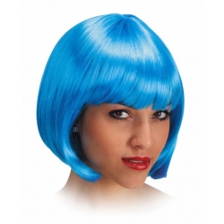 Perruque bleue turquoise coupe pin-up pour femme
