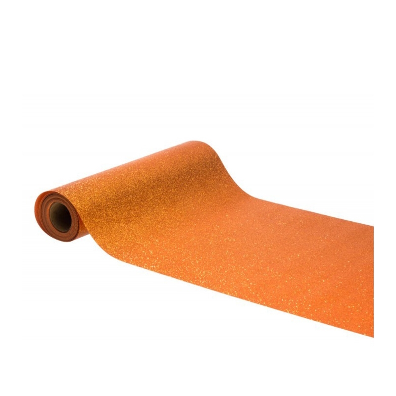 Chemin de table orange premimum avec paillettes  30 cm x 5 m